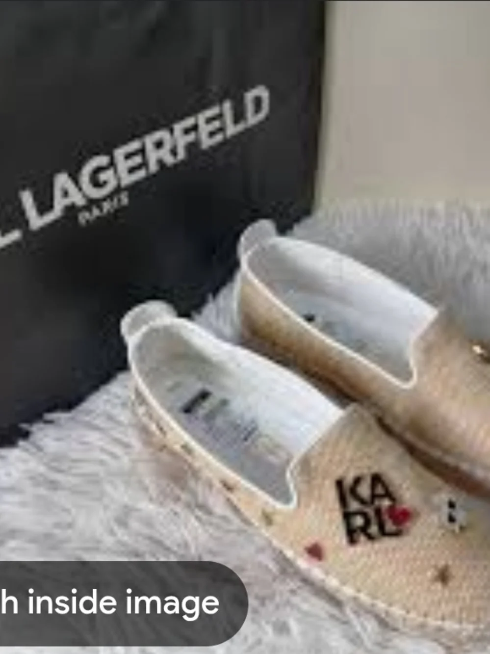 Karl Lagerfeld Beige Slip-On Espadrilles with Logo Heart Accents